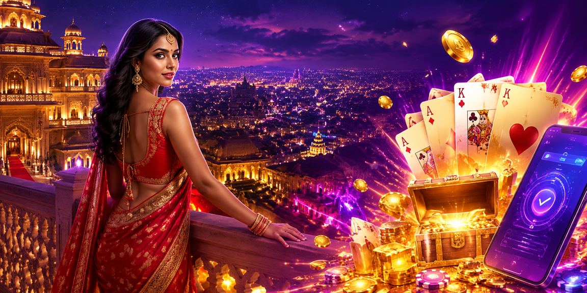 Happy Indian woman playing Teen Patti responsibly